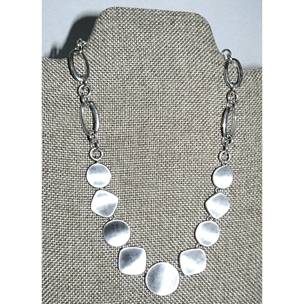 Vintage Monet Silver-Tone Geometric Link Reversible Necklace Adjustable 16-18"